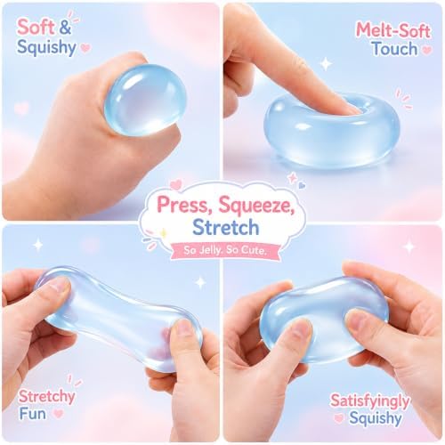 Coconut Oil Squishy Stress Ball, No Rebound Sensory Fidget Toys-Blue