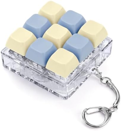 Keyboard Fidget Toy, Creamy Fidget Clicker Keyboard Fidget Keychain, Button Fidget Gifts for Adults, Boost Focus & Ease Anxiety Anywhere — Perfect Stress-Relief Gift (3×3 Grid Layout W)