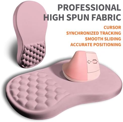 Ergonomic Joint Wrist Support Mouse Pad with Memory Foam Cushion Massage Bump, Carpal Tunnel Pain Relief Mousepad Slope Design for Wrist Rest, 11.8x7.9 in, Thistle
