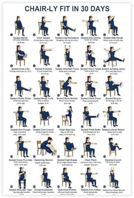 30 Day Chair Workout Challenge Seated Exercise Chart No Equipment Office Chair Routine Fitness Canvas Poster Bedroom Decor Room Decor Unframe 24x36inch