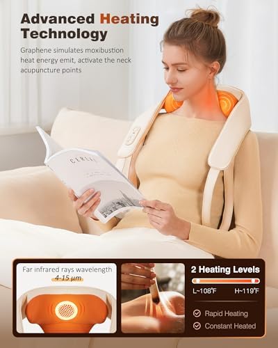 KNQZE Cordless Neck Massager for Pain Relief Deep Tissue with Heat