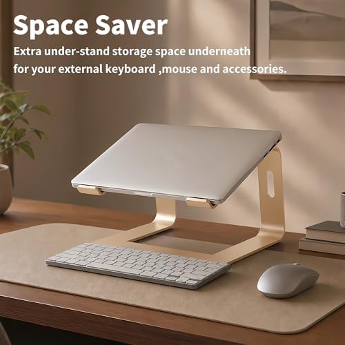 Orionstar Ergonomic Laptop Stand, Aluminum Riser, 10-15.6", Gold