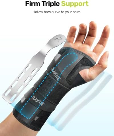 Rakiie Upgraded Carpal Tunnel Wrist Brace Night Sleep, Gray