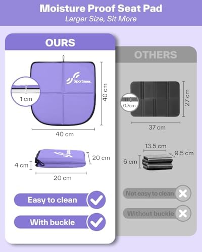 Sportneer Sitting Pad, Lightweight Waterproof Folding Seat Pad for Backpacking, 15.75'' x 15.75'' Portable Camping Seat Mat for Hiking, Picnics & Outdoor Use