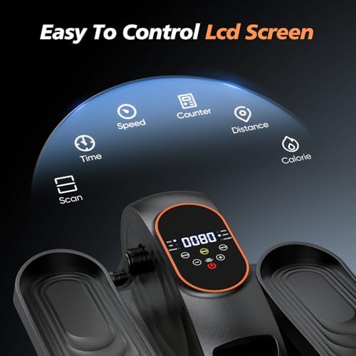 Under Desk Elliptical Machine for Senior, Quiet Motorized Leg Exerciser with Smart Remote, Pedal Exerciser with Adjustable Speeds for Auto/Manual Modes, LCD Monitor, Easy to Use for Home Office