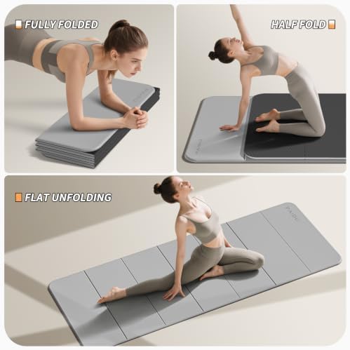 PAIDU Foldable Yoga Mat 10MM Thick SGS Certified TPE 75x26" Portable
