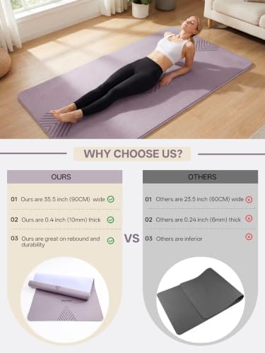 EaseUp Large Yoga Mat 73x35.5x0.4",10mm Thick Non-Slip for Home Workout