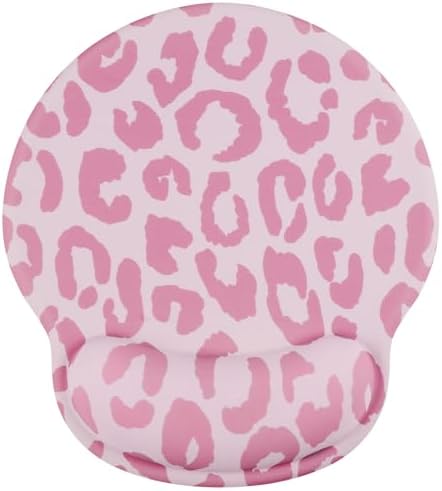 Leopard Mouse Pad Wrist Support Wrist Rest, Ergonomic Mouse Pad with Non-Slip Base for Office Gaming Working Computers,Desk Accessories Pain Relief Mouse Mat for Home&Game Decor, Pink
