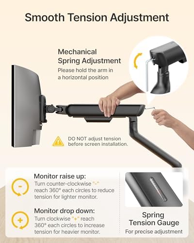 monTEK Mechanical Spring Single Monitor Arm with USB for 40in Screen Black