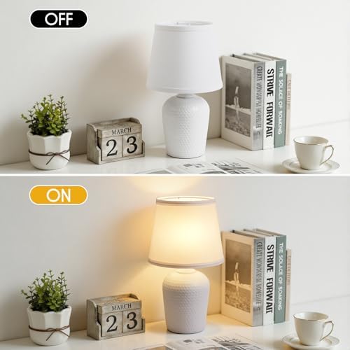 16’’ Table Lamps Set of 2 for Bedroom, Bedside Nightstand Lamp White