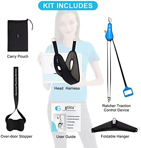 Cervical Neck Traction Device for Home Use, Portable Neck Stretcher Hammock Over Door for Neck Pain Relief, Neck Sling for Spine Decompression