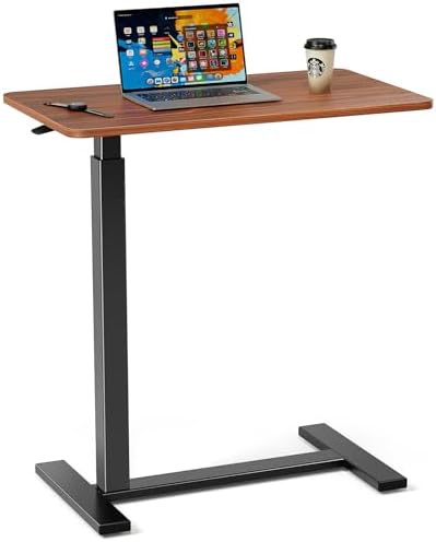 Sweetcrispy Overbed Table, Adjustable Rolling Desk, Mobile Standing Desk