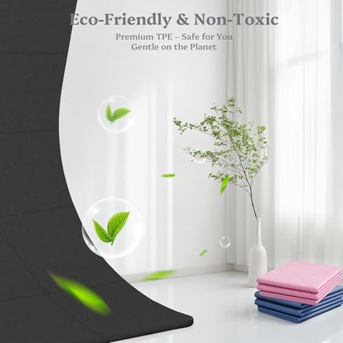 Foldable Yoga Mat Non Slip, Pilates Fitness Mats, 72" x 24" Extra Width ＆ Thick, Anti-Tear Exercise Mat with Carrying Strap and Bag, Workout Mats for Stretching,Yoga Studio,Gym or Home Workouts