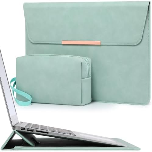 HYZUO 13 Inch Laptop Sleeve Case with Stand for MacBook Air, Mint Green