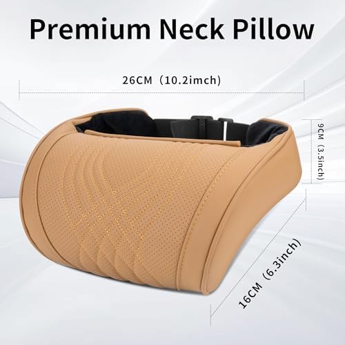 Car Neck Pillow Seat Headrest Memory Foam Palomino Brown, 2 Packs