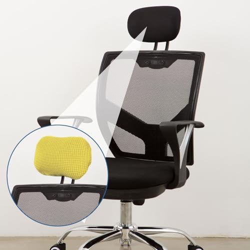 uxcell Office Chair Pillow Cover, Office Chair Headrest Attachment Removable Headrest Protector for Home Desk Computer Chairs, Yellow