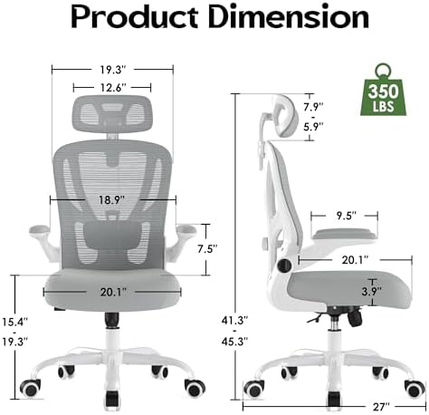 Office Chair Ergonomic Desk Chair with 3D Lumbar Support & Headrest