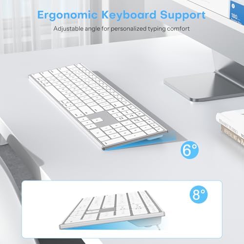 OMOTON Full Size Wireless Keyboard for Mac, Metal Frame, Silver