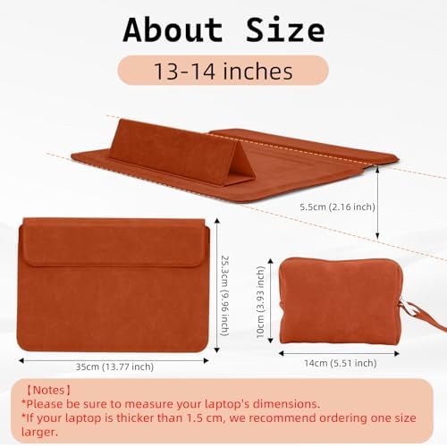 13.3-14 Inch Laptop Sleeve Case with Stand Feature,Matte PU Leather
