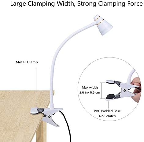 LED Clip Desk Lamp, Headboard Light with Strong Clamp, Bed Reading Light with 3000k-6500K Adjustable Color Temperature Options for Brighter Illumination (Milky White)