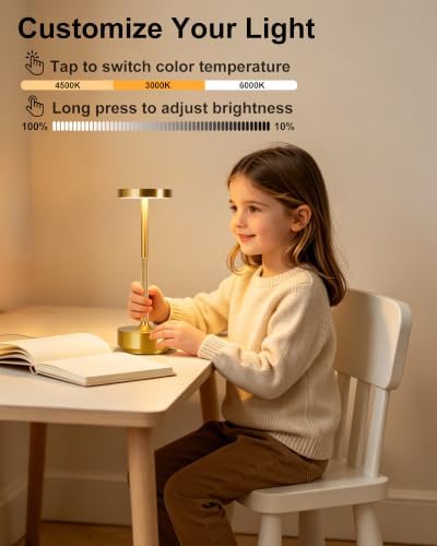 LED Cordless Lamp 5000mAh Table Lights Rechargeable 2-Pack Gold