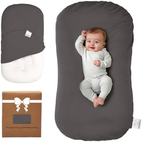 Baby Lounger Oversized 0-24 Months, Home and Travel Infant Cushion-Grey