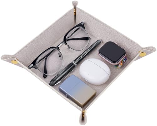 LAMOTI Valet Tray, PU Leather Catchall Tray for Desk & Nightstand