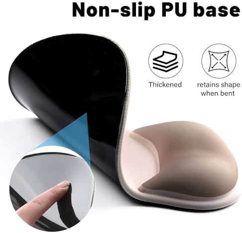 Ergonomic Mouse Pad with Wrist Rest - Gel Wrist Support Mousepad with Non-Slip PU Base for Computer, Laptop, Office & Home