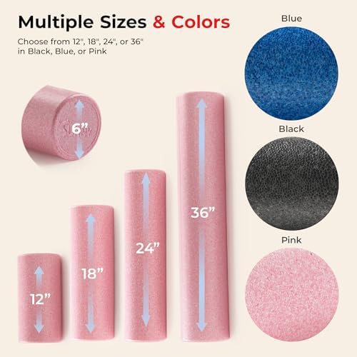 Sunny Health & Fitness 36" Pink High-Density Yoga Foam Roller