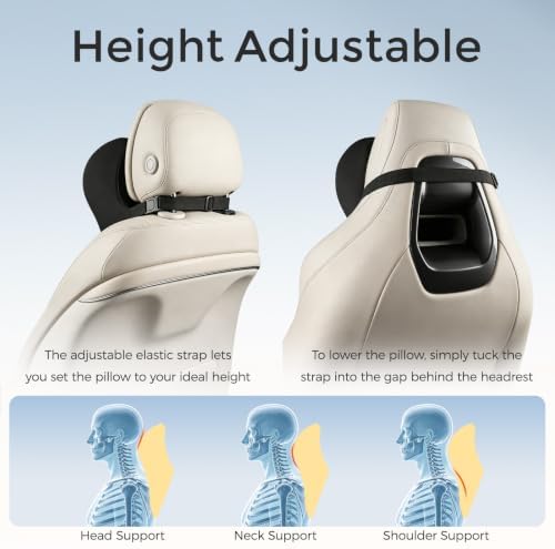 BABUR Car Neck Pillow, Headrest Pillow with Adjustable Strap for Driving