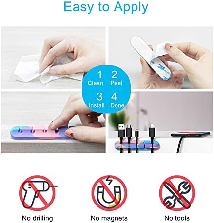 INCHOR Cable Organizer, Cord Organizer Cable Management, Cable Clips USB Cable Holder Wire Organizer Cord Clips,(5, 3 Slots Colourful)