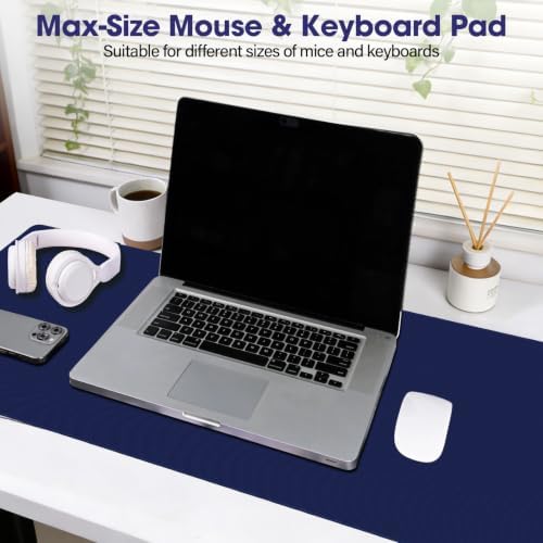 31.5" x 15.7" Waterproof Fabric Gaming Desk Mat, Rubber Anti-Slip,Navy Blue