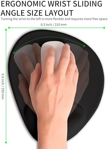 Palm-Rest and Wrist-Hugging Mouse Pad Wrist Rest, Ergonomic Wrist Support with Curve Fitting Cushioned Memory Foam for Carpal Tunnel Pain Relief, 9.9 x 8.3 Inch, Dark Night Black
