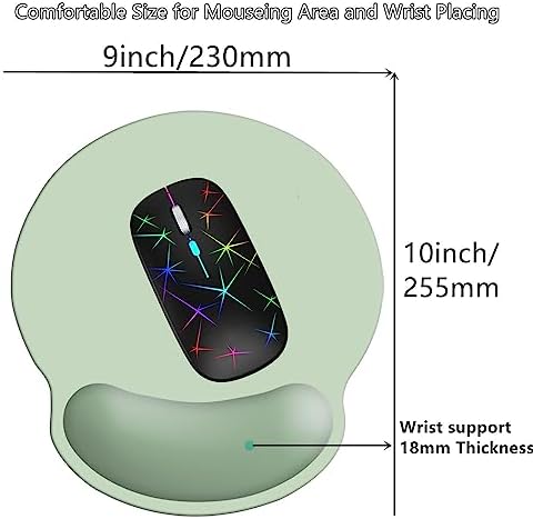 Wrist Rest Support Mouse Pad,Ergonomic Memory Foam Mouse Mat 9x10in Non-Slip Rubber Base Pain Relief Mousepad for Computer, Laptop(Light Green Foam)