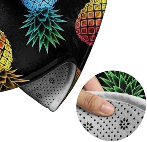 Women's Large Home Decor Mat, Soft Round Yoga Carpet, Non Slip Machine Washable Home Office Circle Rug Pineapple Colorful, 60inch