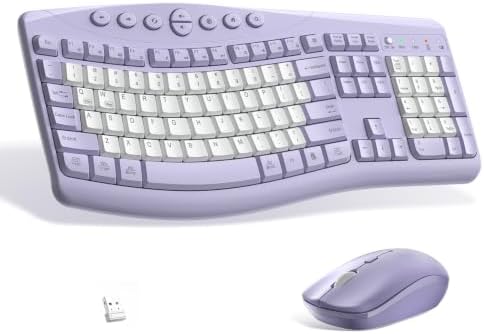 Wireless Keyboard and Mouse Combo Silent Ergonomic Curved Design for Office