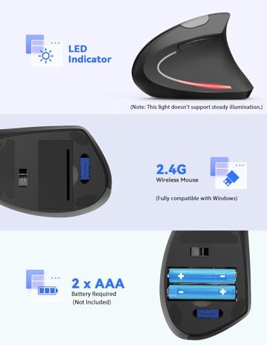 TECKNET 2.4G Ergonomic Mouse Vertical Wireless 4800 DPI Carpal Tunnel Mouse