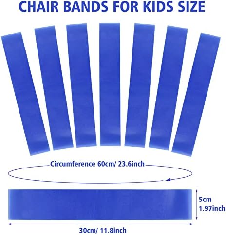 PLULON 15 Pack Chair Bands for Kids with Fidgety Feet Chair Stretch Foot Band Fidget Bands Flexible Seating for Classroom Elementary Chairs Desks - Blue