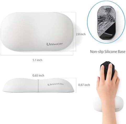 UnivoColors Design-Wave Set of Wrist Rest,Artificial Sheepskin+Memory Foam+Ergonomic+Anti-Slip Gel, Resilience Support During Work and Gaming,Keyboard Accessory,White