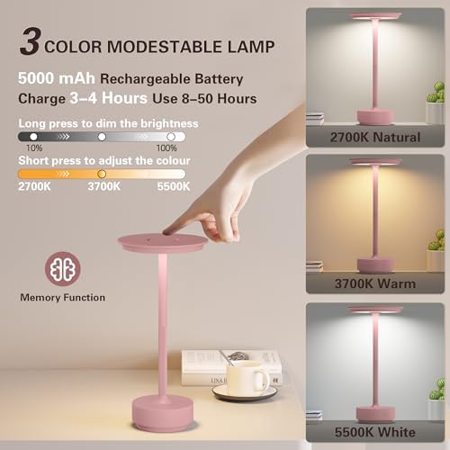 Cordless Table Lamp Set of 2,Rechargeable Battery Powered LED Table Light