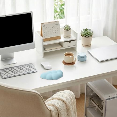 Cloud Wrist Rest Cushion for Mouse Ergonomic Soft PU Leather Memory Foam Wrist Pain Relief Mouse Wrist Support Pad with Anti-Skid Base for Office School Home Laptop & Computer Mouse (Blue)