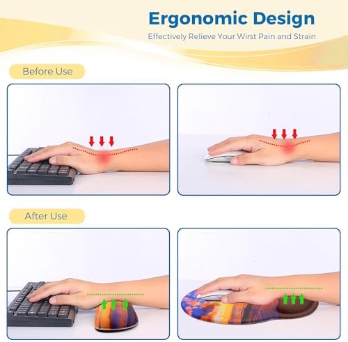 Mouse Pad and Keyboard Wrist Rest Support,Ergonomic Mouse Pad Set