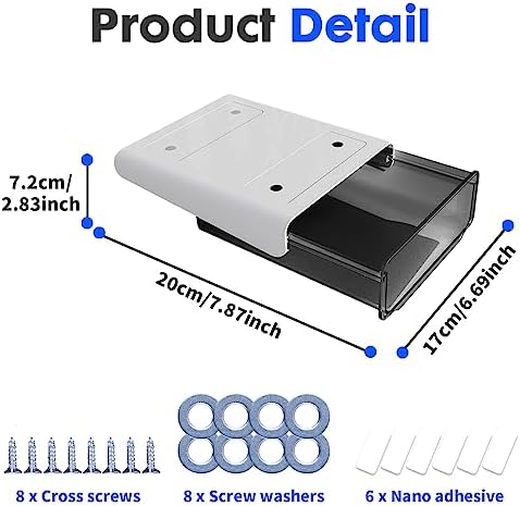 Davidsons Collection Self-adhesive Under Desk Drawer, 2 Packs Table Hidden Organizer Slide Out Large Storage Desktop Pencil Tray for Office Home School Kitchen , Matte Black