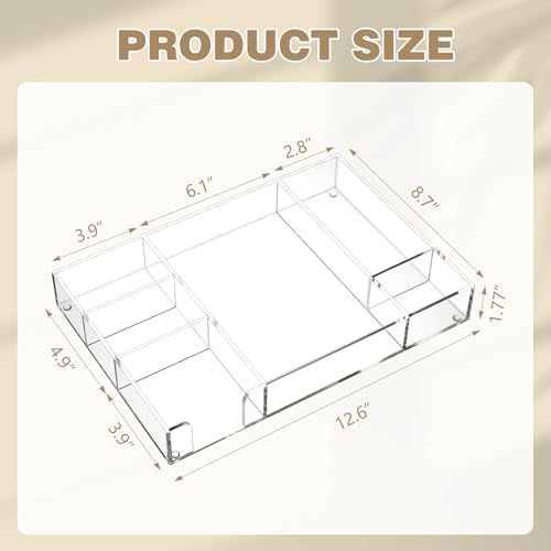 Briwooody Clear Acrylic Drawer Organizer,6 Compartments,Large