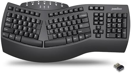Perixx Periboard-612B Wireless Ergonomic Split Keyboard with Dual Mode 2.4G and Bluetooth Feature, Compatible with Windows 11 and Mac OS X System, Black, US English Layout