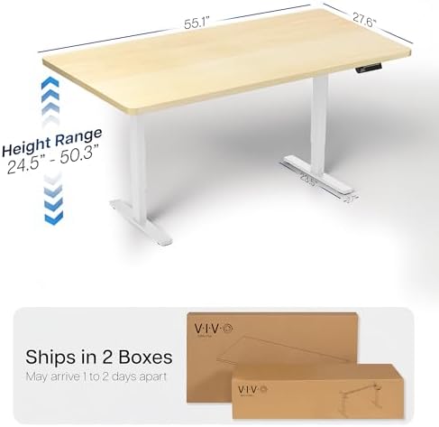 VIVO Light Wood 55 x 28 in Standing Desk, DESK-KIT-2W55C