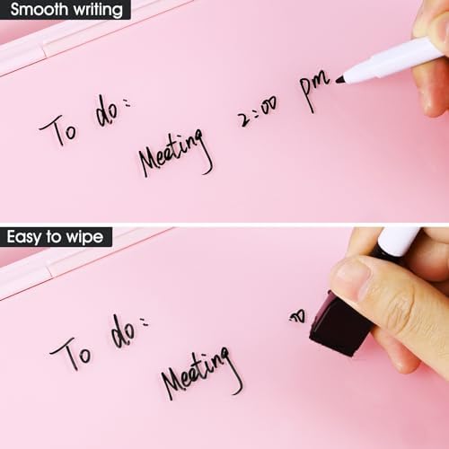Varhomax Glass Desk Whiteboard Pink with Calculator