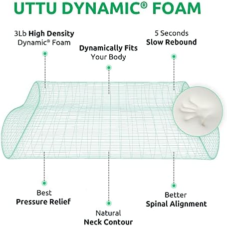UTTU Cervical Pillow for Neck Pain Relief, Memory Foam Neck Pillow for Sleeping, Adjustable Orthopedic Sandwich Pillow, Contour Cooling for Side Back Stomach Sleeper, Travel(15.7"×11"×5.2"/4.5")