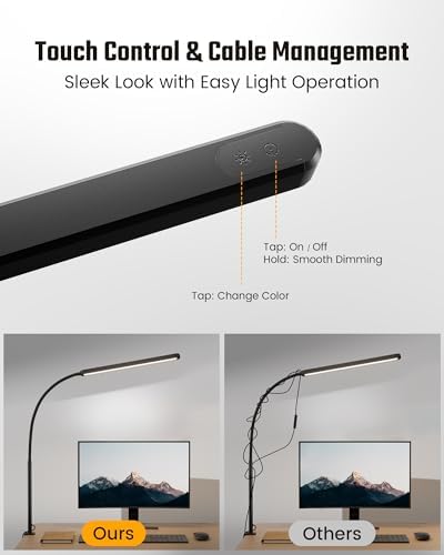 SUPERDANNY Eye-Caring LED Desk Lamp Work Lamp Office Lamp with Side Clamp