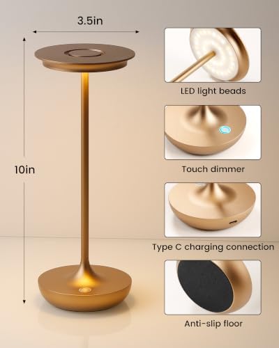 2 Pack LED Cordless Table Lamp 5000mAh Rechargeable Table Light
